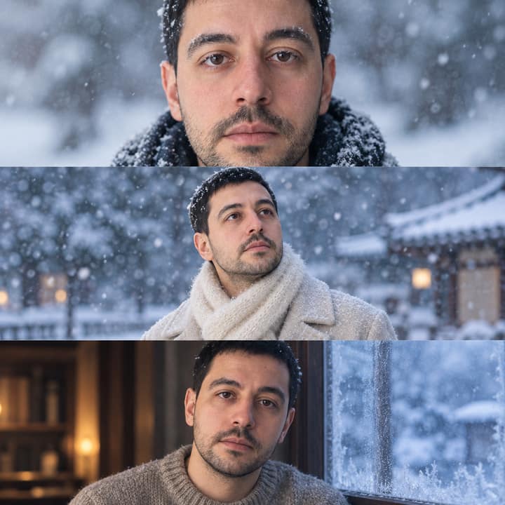 AI Snow Triptych — AI version 4